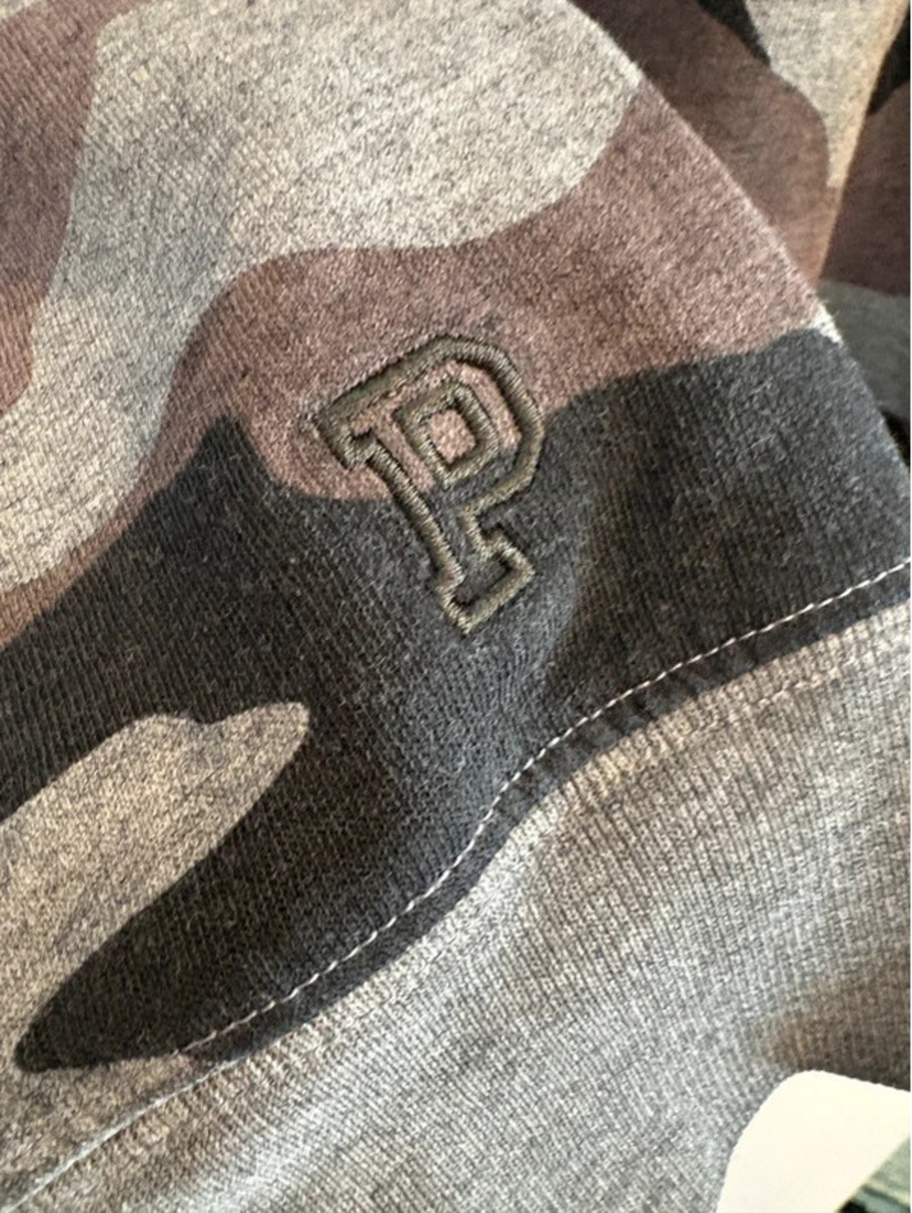 Victoria’s Secret PINK Camo Crewneck Sweatshirt – Gray/Black/Brown, Size M - Picture 3 of 5